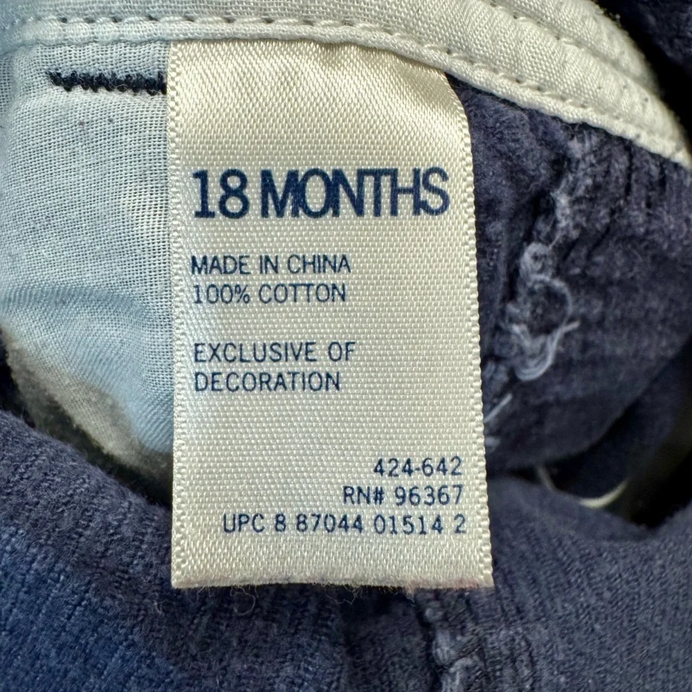 Vintage OshKosh B'gosh Navy Blue Corduroy Overalls with‎ Plaid Lining
